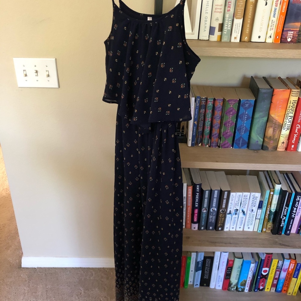 Navy patterned maxi dress